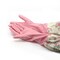 Grand Fusion Housewares Pack of 3 Pink and Ivory Floral Cleaning Gloves with Fitted Cuffs, 6"